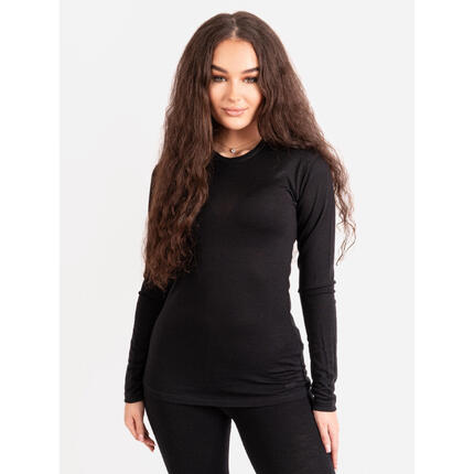Dámské merino triko s dlouhým rukávem Nature, Černá
