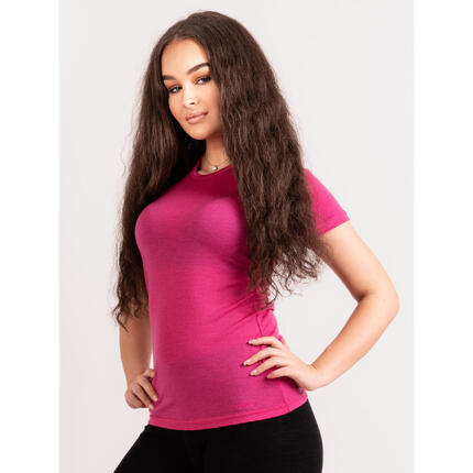 Dámské merino triko s krátkým rukávem Nature, Fuchsiová