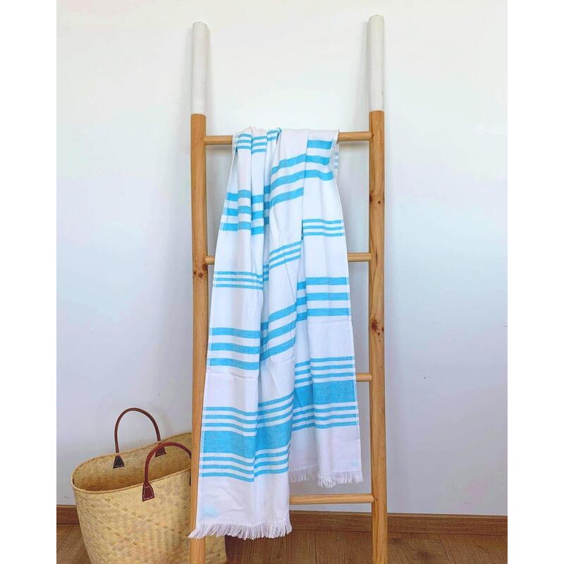 Karabuk Turquoise badstof gevoerde handdoek 90x160 400g/m²