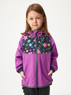 Ungefütterte Softshell-Jacke für Kinder Basic, Brombeere, Einhörner
