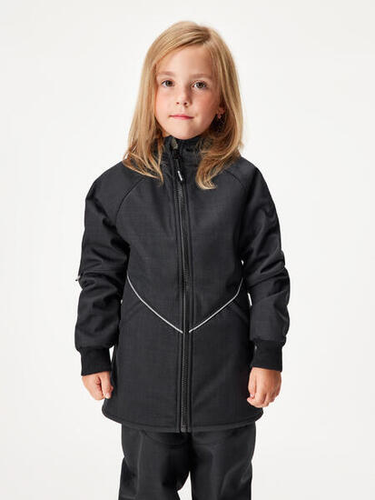 Softshell-Jacke mit Teddyfutter für Kinder, Schwarz Gestromt