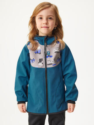 Softshell-Jacke mit Fleece für Kinder Basic, Kobalt, Bagger