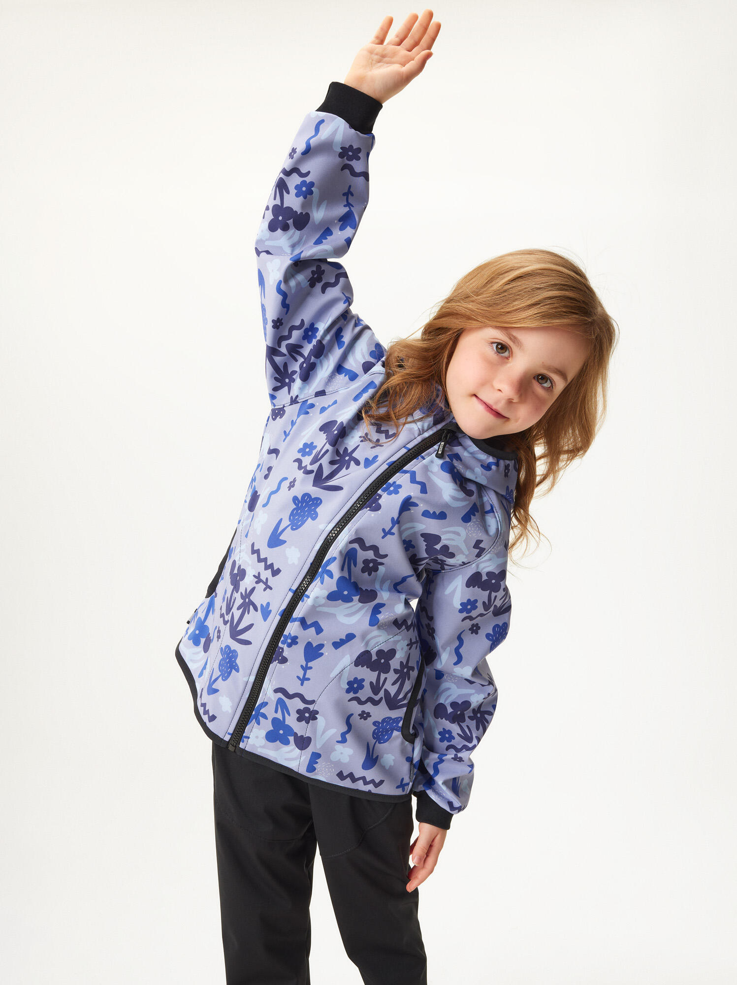 Softshell-Jacke mit Fleece für Kinder Basic, Blumen 2/7