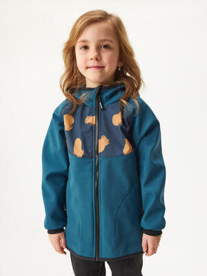 Softshell-Jacke mit Fleece für Kinder Basic, Brombeere, Wasserschweine