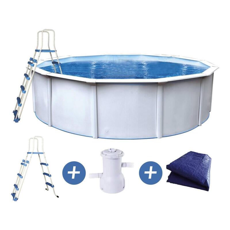 Piscina redonda en acero aspecto blanco "Punta cana" - ¨ 4.60 x 1.20 m