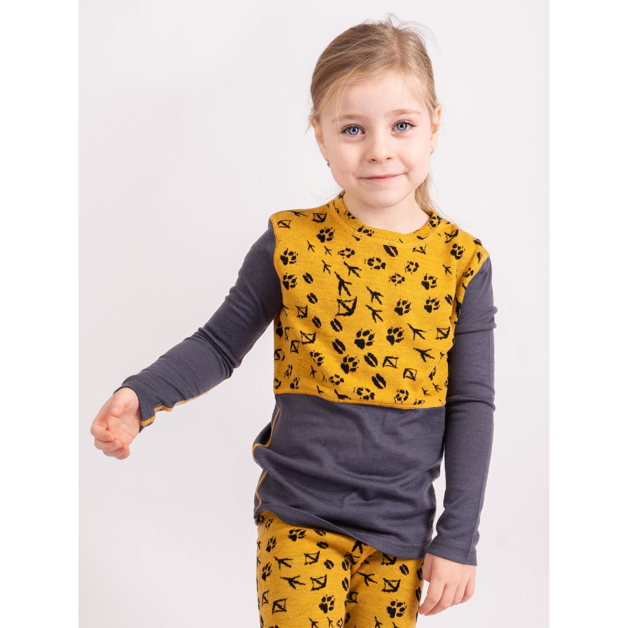 UNUO Dětské merino tričko s dlouhým rukávem