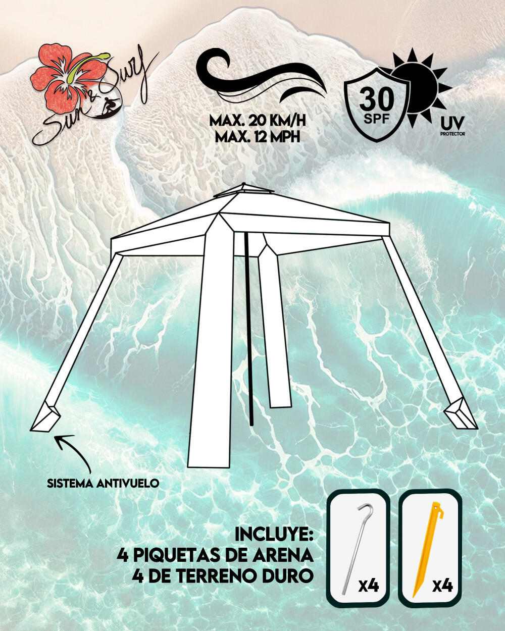 OMBRELLONE QUADRATO GRANDE 180X180CM SENZA PARETE 2/7