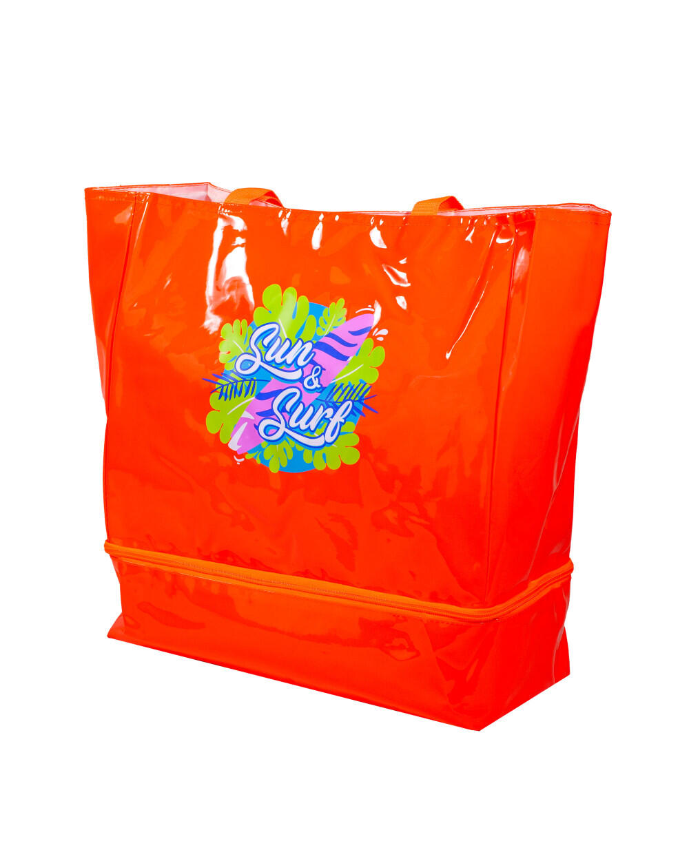 SACO DE PRAIA LARANJA + COOLER 14L 3/5