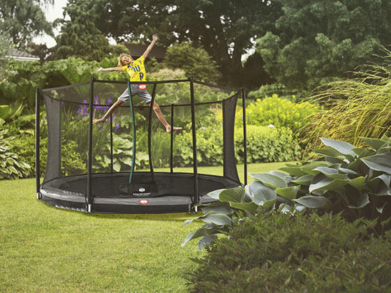 Trampolino + Rete sicur. BERG Favorit InGround Rotondo 430 Gr. antr. 2/4