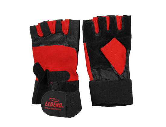 Fitness handschoenen leder Heren/Dames Zwart-Rood Leer