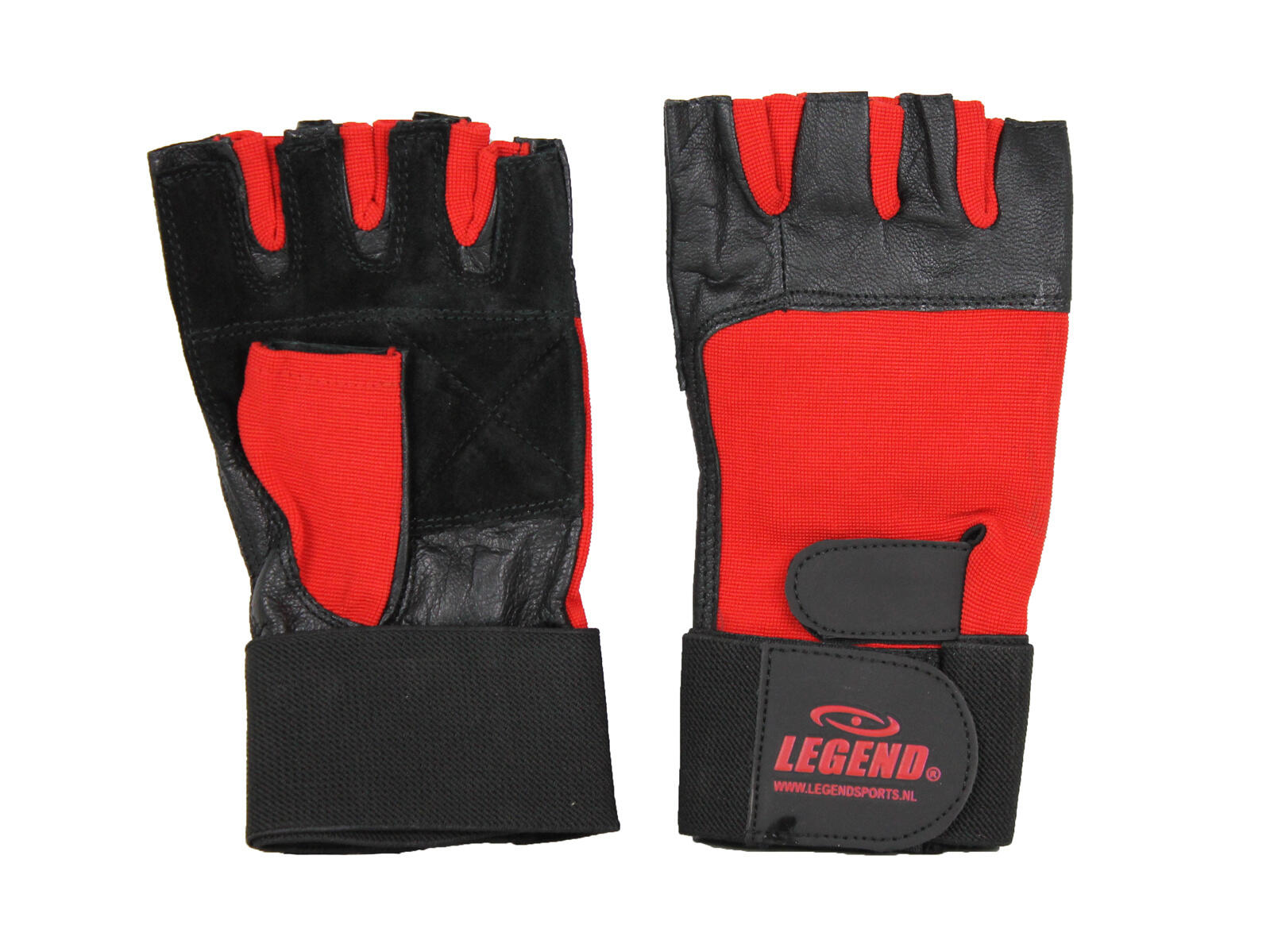 Fitness handschoenen leder Heren/Dames Zwart-Rood Leer 3/5