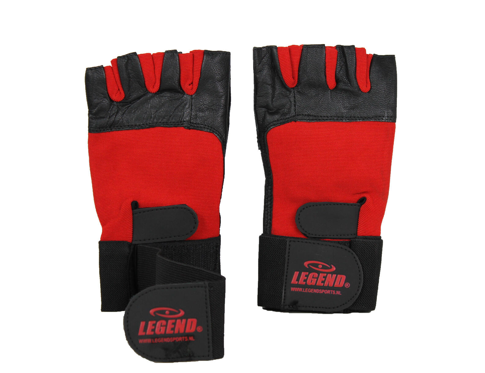 Fitness handschoenen leder Heren/Dames Zwart-Rood Leer 4/5