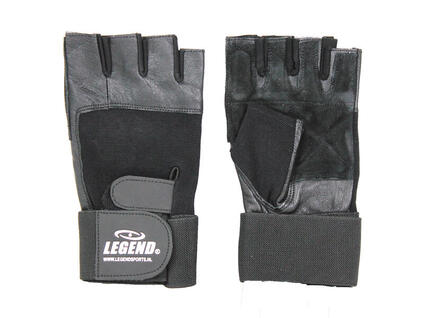 Fitness handschoenen leder Heren/Dames Zwart Leer