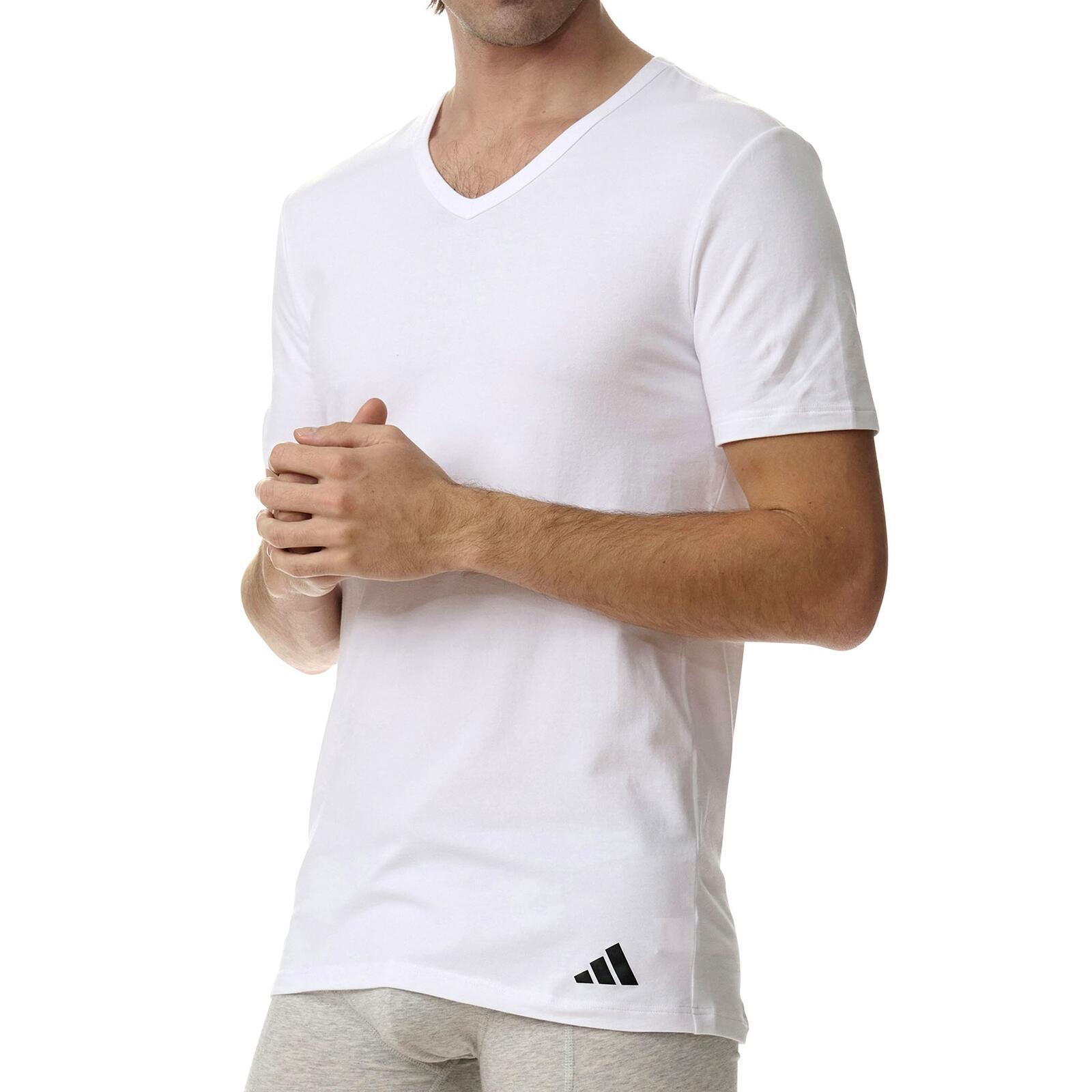 2 er Pack adidas V-Neck T-Shirt Herren V-Ausschnitt Baumwolle 2/6