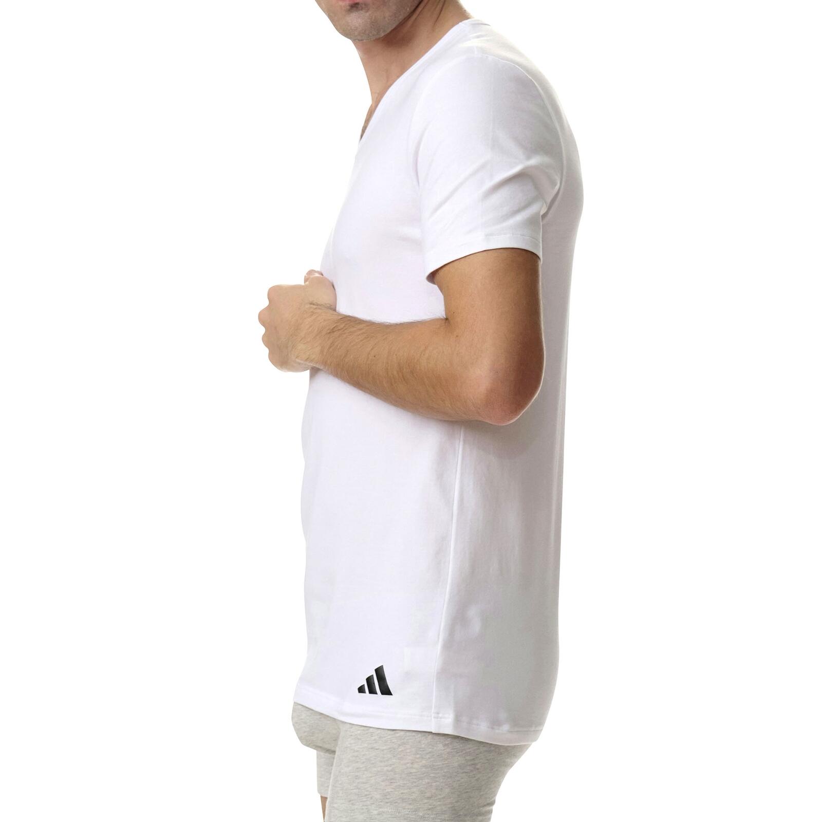 2 er Pack adidas V-Neck T-Shirt Herren V-Ausschnitt Baumwolle 3/6