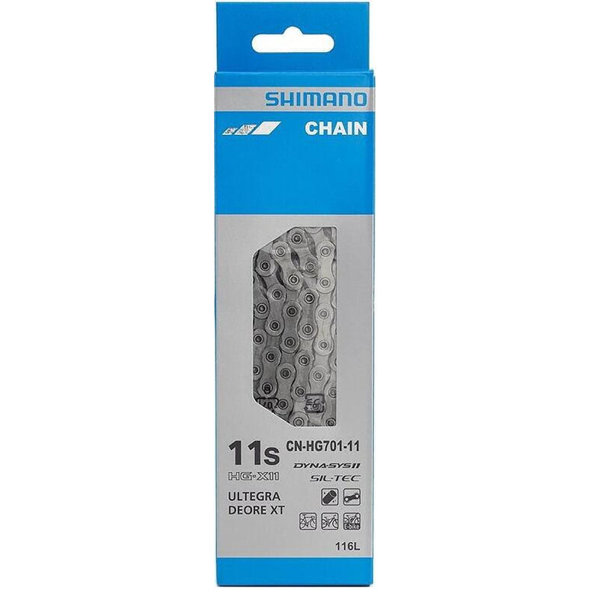 Chaîne Shimano HG701 11 vitesses - Acier - VTT E-Bike - Argent