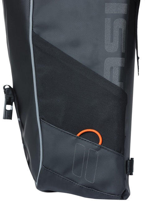 Basil dubbele fietstas Miles Tarpaulin zwart/oranje 34x16x43 cm 6/6
