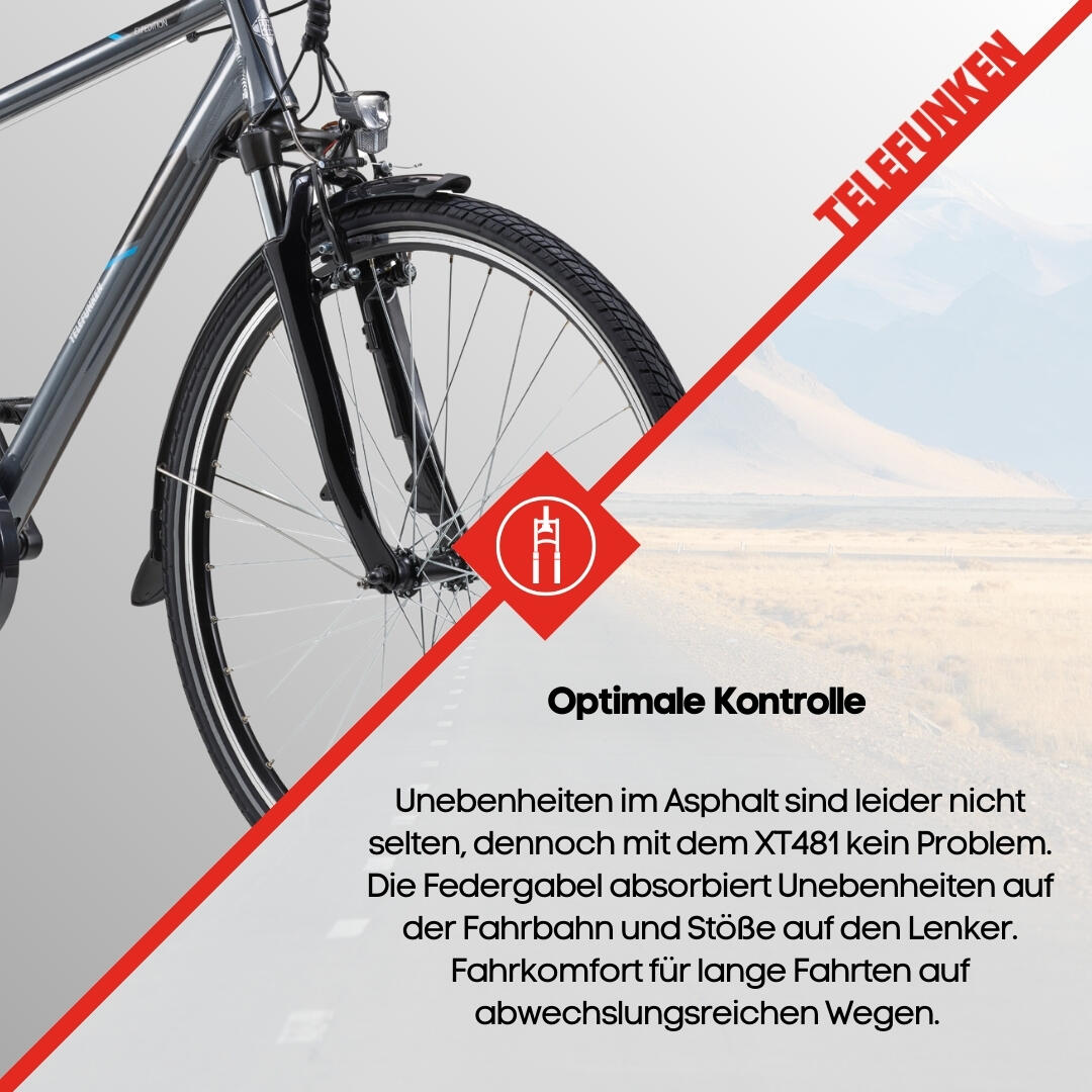 E-Bike XT481 28 Zoll 21-Gang Pedelec Trekking Touren Elektrofahrrad Herren grau 7/7