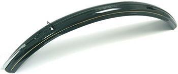 Parafango anteriore 28" acciaio nero lucido con bordo dorato.