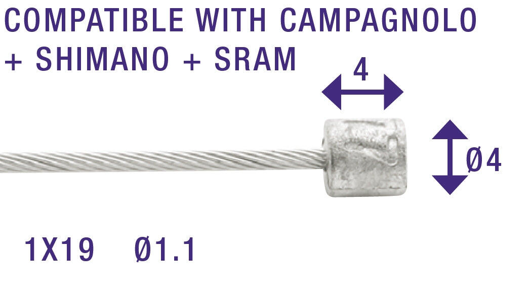 Câble de transmission 2250mm 7x7 Elvedes fils Stainless Slick Ø1,1mm avec tête N 6/6