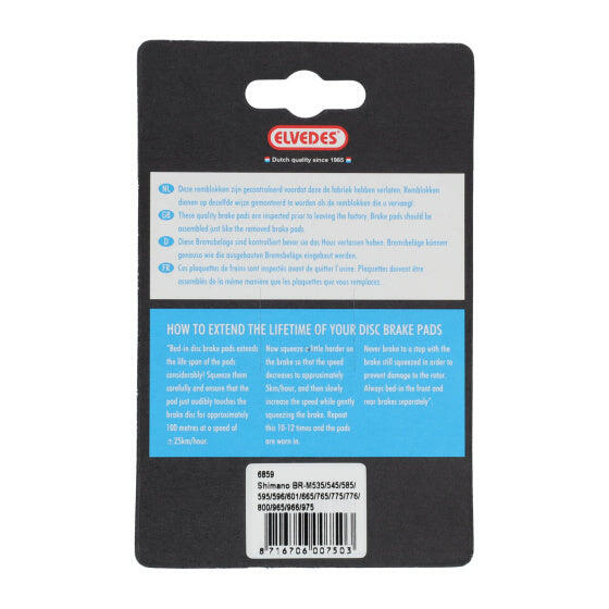Elvedes Organische Schijfremblokjes voor Shimano BR-M595 en TRP Dash 4/4