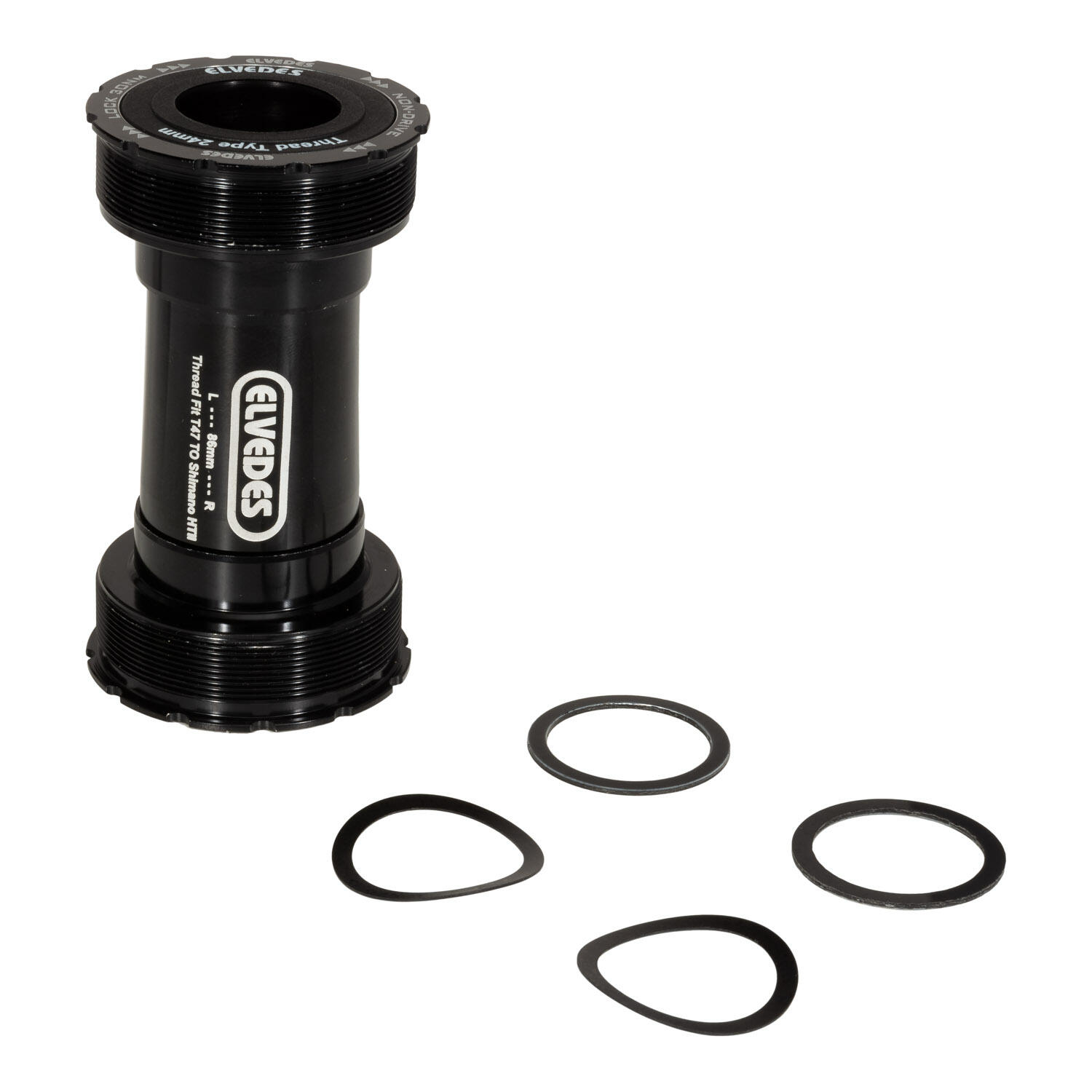 Boitier de Pédalier Elvedes Thread Fit T47 86mm pour 24mm Shimano Noir 2/3