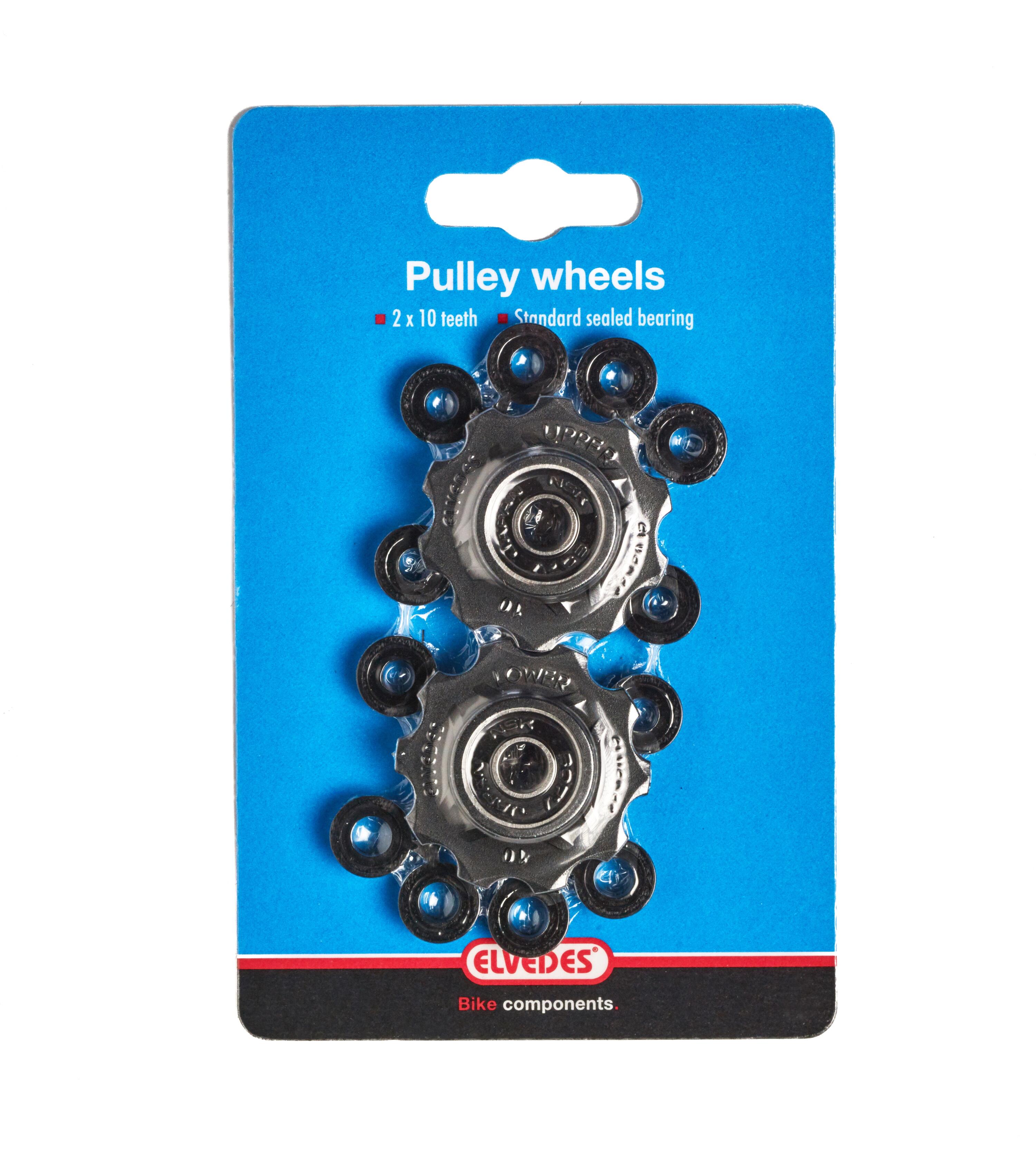 Paire de Galets de Dérailleur 2 x 10 dents Elvedes avec Spacers / Roulements Ann 2/3