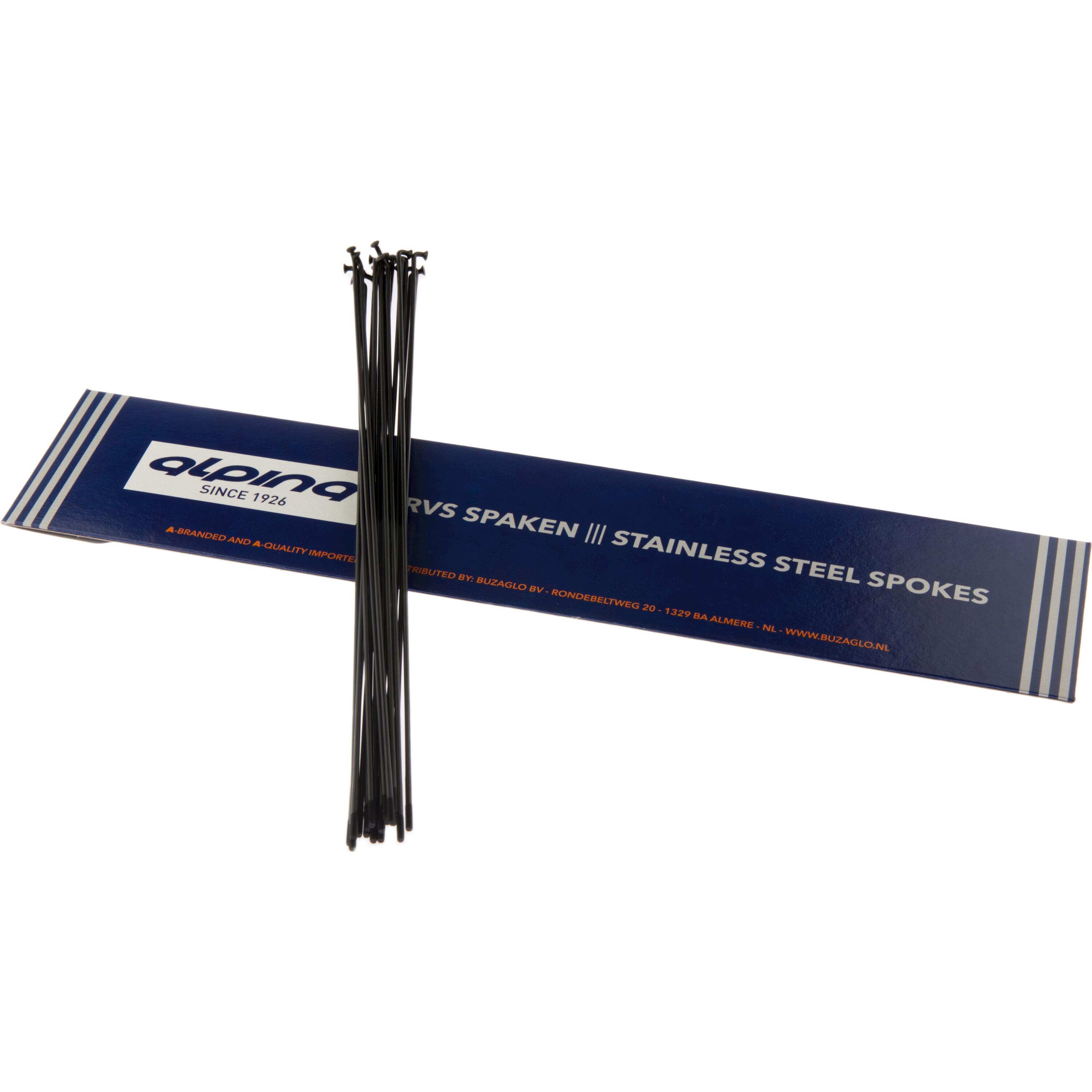 ALPINA Raggi Alpina RC 284 mm acciaio inox, neri, senza nipplo (18 pezzi).