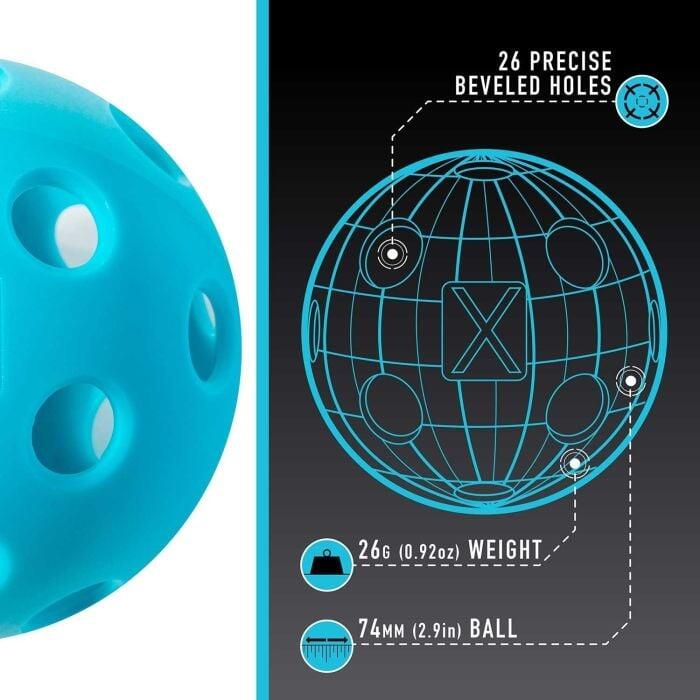 Pickleball Ball X26 Blue, Indoor (One Dozen)