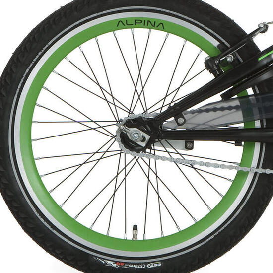 Alpina ruota posteriore 20 inch Trial cerchio verde RAL6018 raggi neri