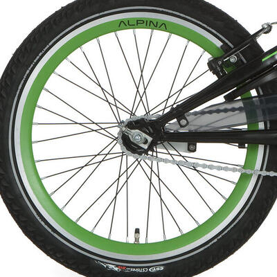 Alpina achterwiel 20 inch met remnaaf in groen en zwart