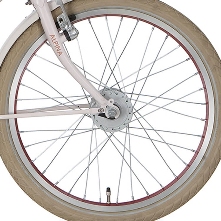 ALPINA Alpina Voorwiel 20 inch met Naafdynamo J20 in Koper Zink
