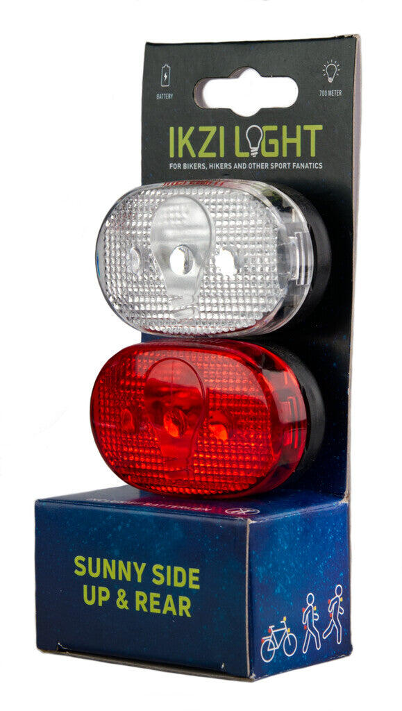 Set luci bici Ikzi 3-LED ovale — anteriore e posteriore. 4/4