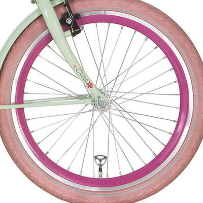 Stijlvol alpina voorwiel 20 inch in roze met zilveren spaken