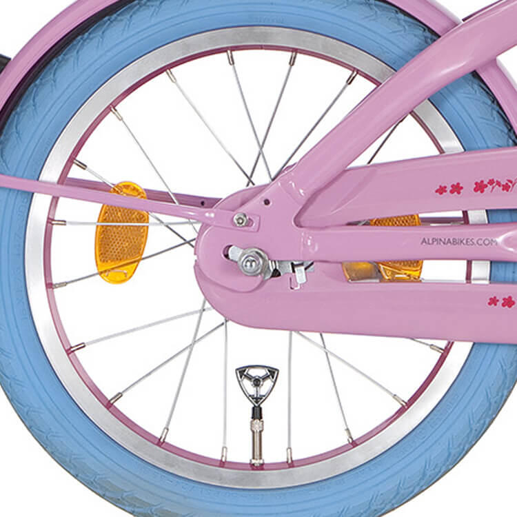 Alpina 16 inch Achterwiel met roze velg en zilveren spaken 1/1