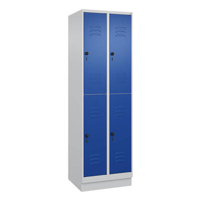 Doppel-Garderobenschrank Classic Plus, Abteilbreite 30 cm, mit Sockel