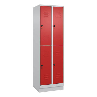 Doppel-Garderobenschrank Classic Plus, Abteilbreite 30 cm, mit Sockel
