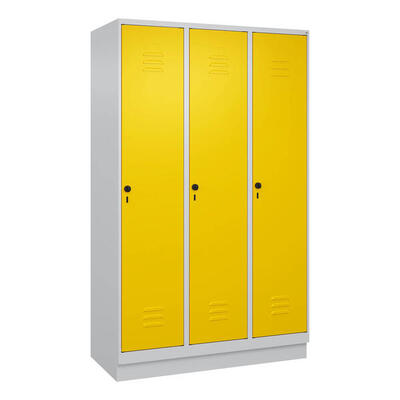 Garderobenschrank Classic Plus, Abteilbreite 40 cm, mit Sockel Verkehrsgelb