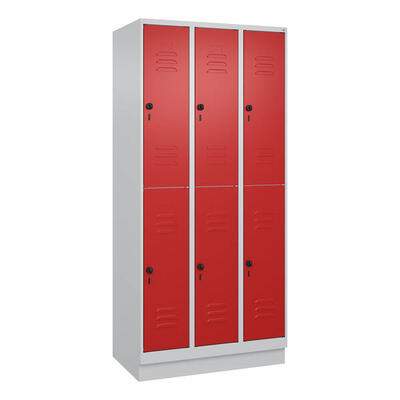 Doppel-Garderobenschrank Classic Plus, Abteilbreite 30 cm, mit Sockel