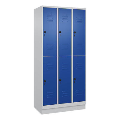 Doppel-Garderobenschrank Classic Plus, Abteilbreite 30 cm, mit Sockel