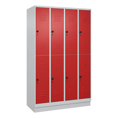 Doppel-Garderobenschrank Classic Plus, Abteilbreite 30 cm, mit Sockel
