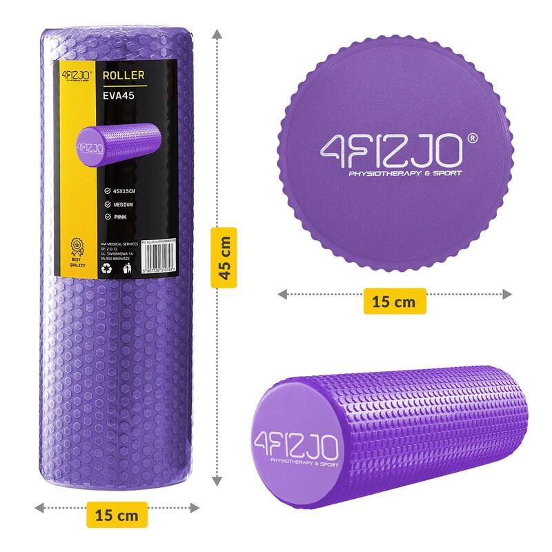 Roleer pentru masaj cu țepi 4FIZJO CARE+ 45 cm