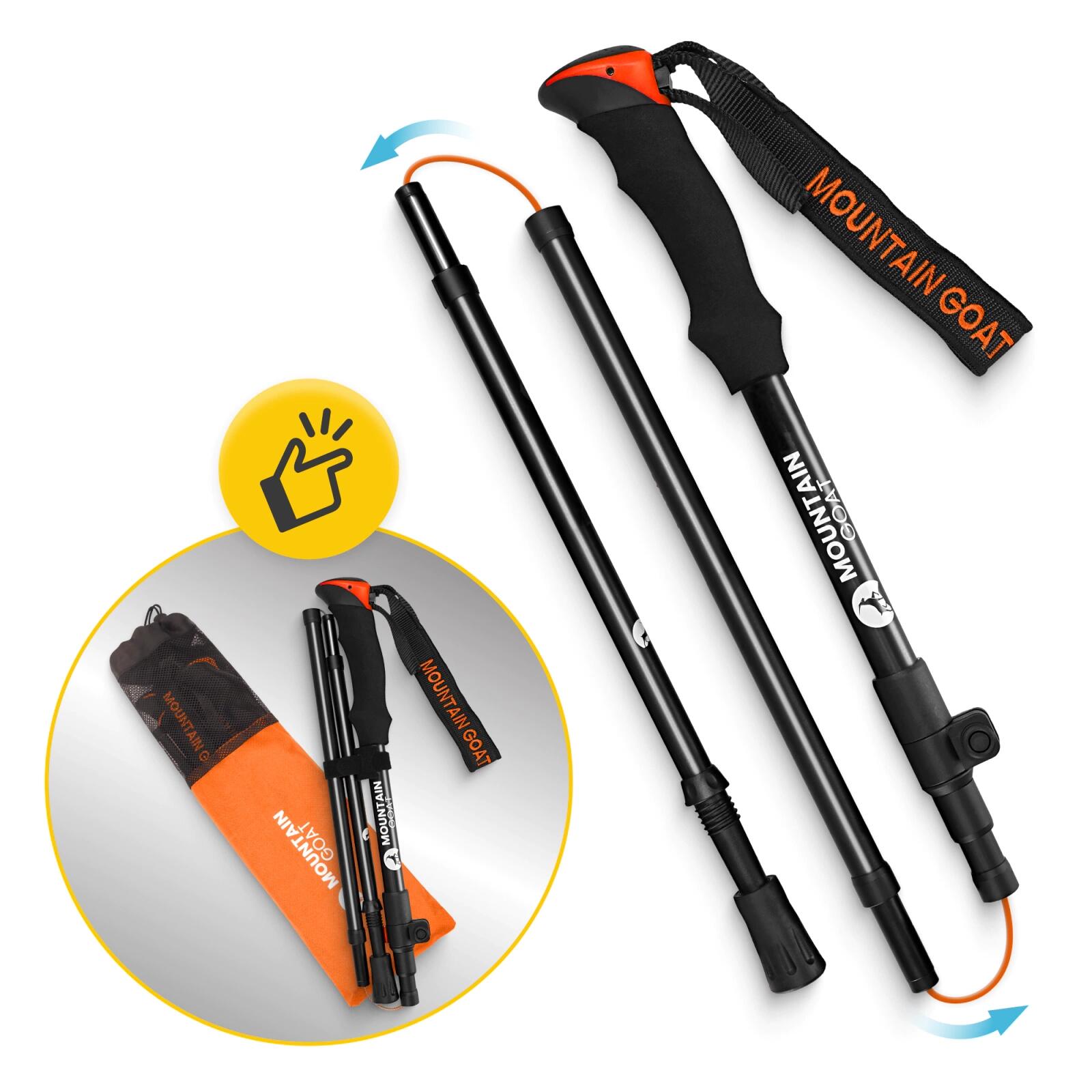 Bastoncini trekking nordic walking pieghevoli alluminio MOUNTAIN GOAT PRO+ 6/7