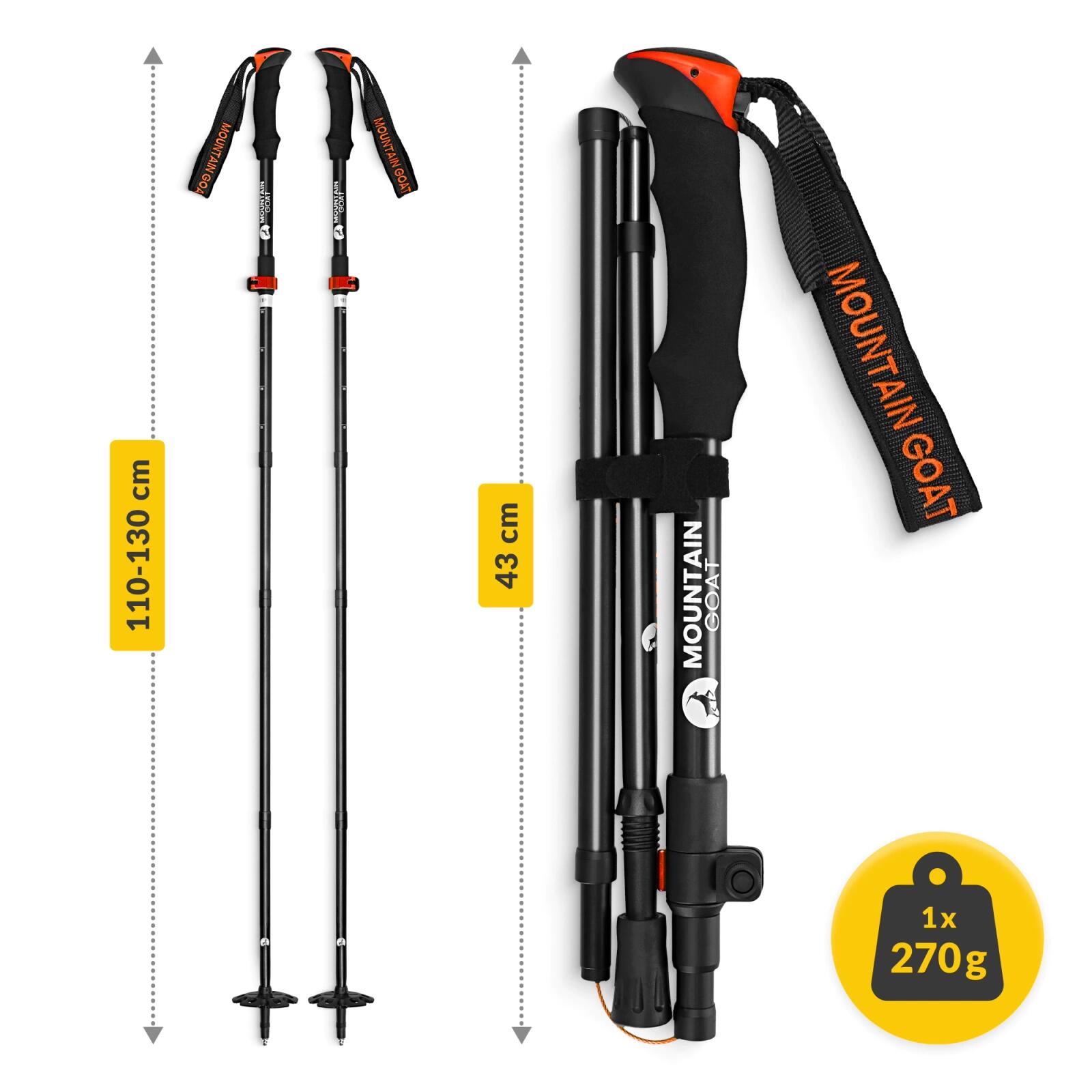Bastoncini trekking nordic walking pieghevoli alluminio MOUNTAIN GOAT PRO+ 5/7