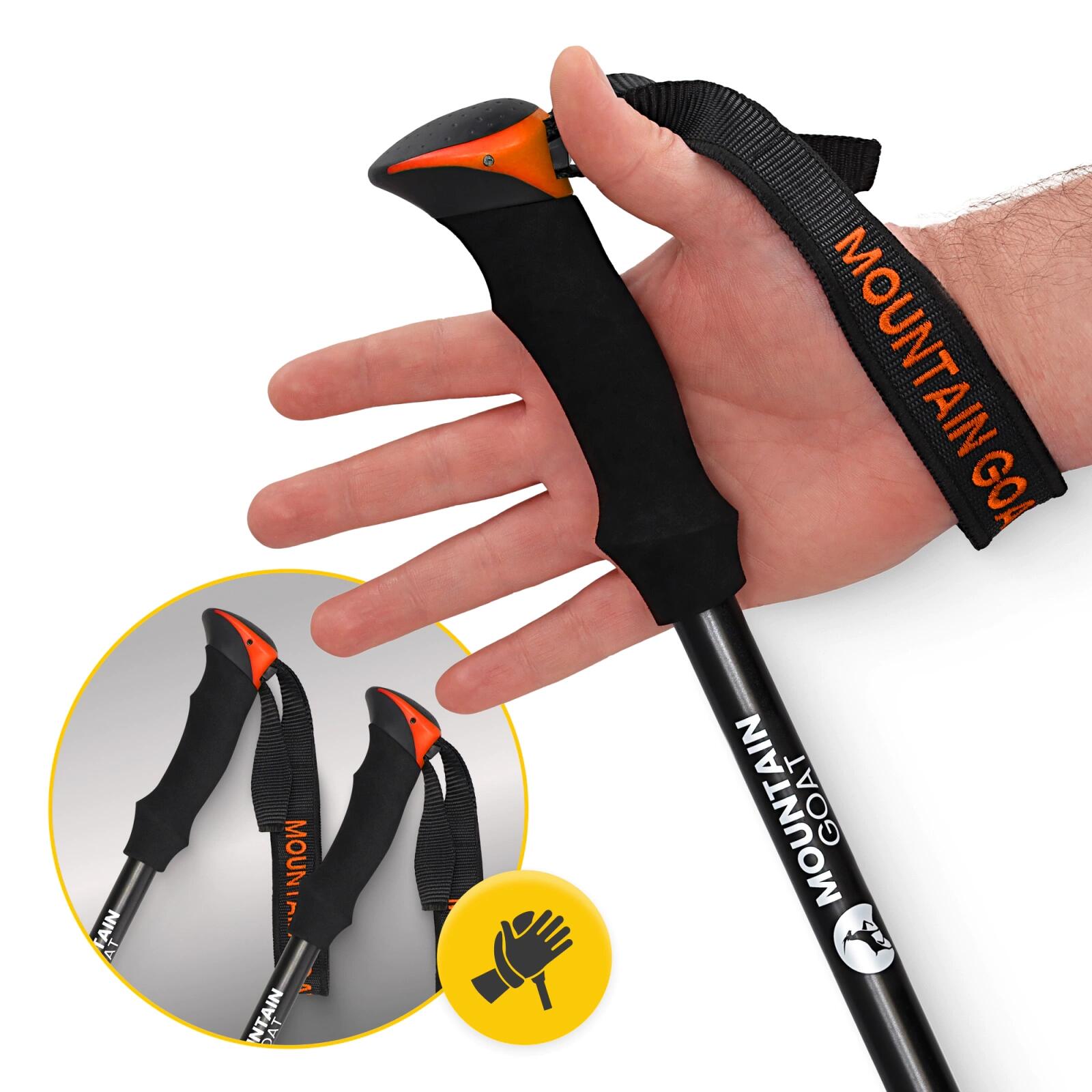 Bastoncini trekking nordic walking pieghevoli alluminio MOUNTAIN GOAT PRO+ 3/7