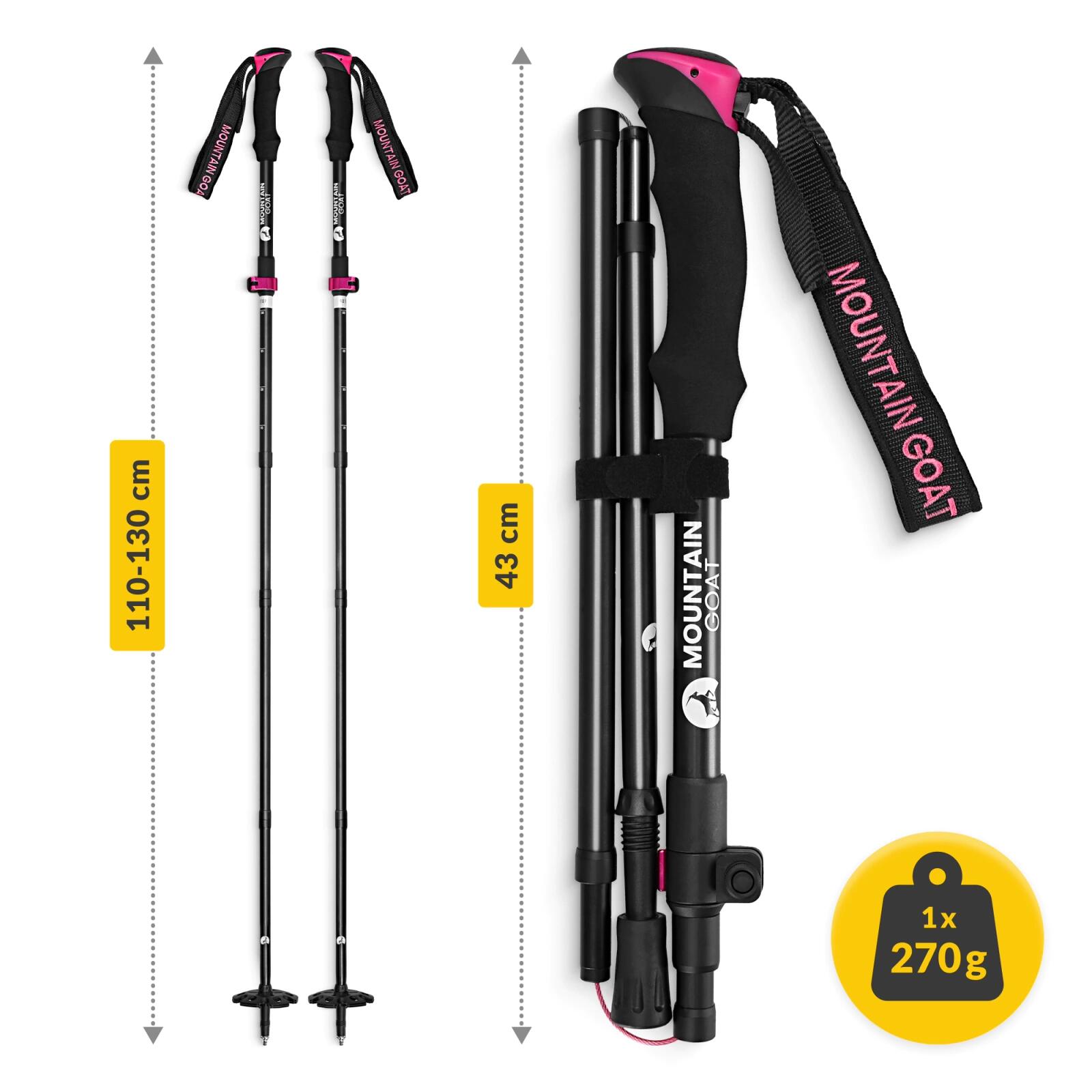 Bastoncini trekking nordic walking pieghevoli alluminio MOUNTAIN GOAT PRO+ 6/7