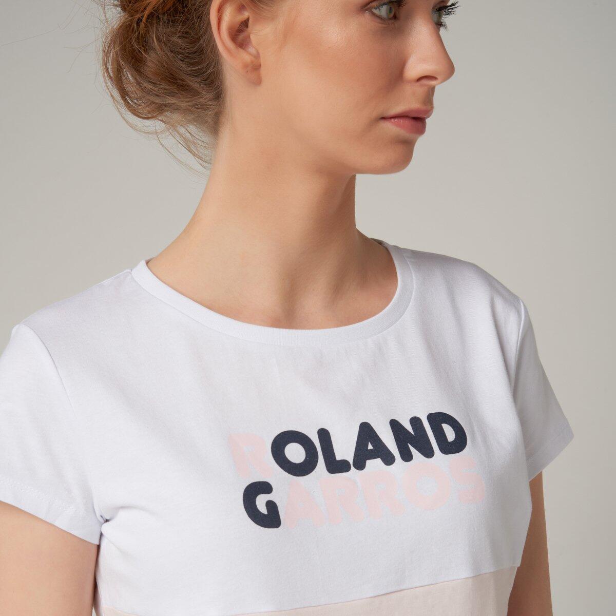 T-shirt col rond Color Block Roland-Garros Femme - rose et blanc 5/5