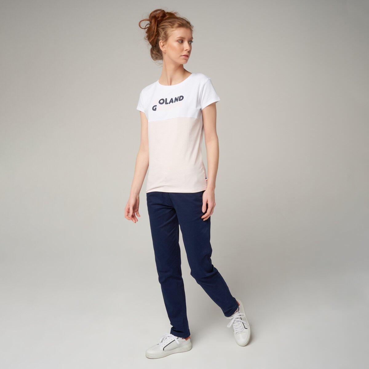 T-shirt col rond Color Block Roland-Garros Femme - rose et blanc 3/5