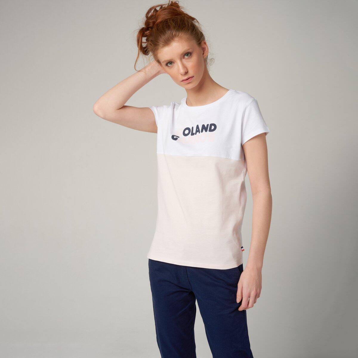 T-shirt col rond Color Block Roland-Garros Femme - rose et blanc 2/5