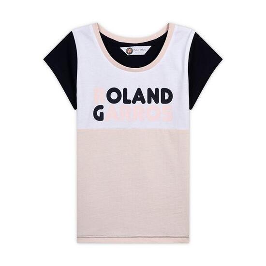 T-shirt col rond Color Block Roland-Garros fille - rose et marine